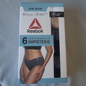 6 Pairs Of Performance Hipsters By Reebok  Women High Stretch Mesh Quick Dry 2XL